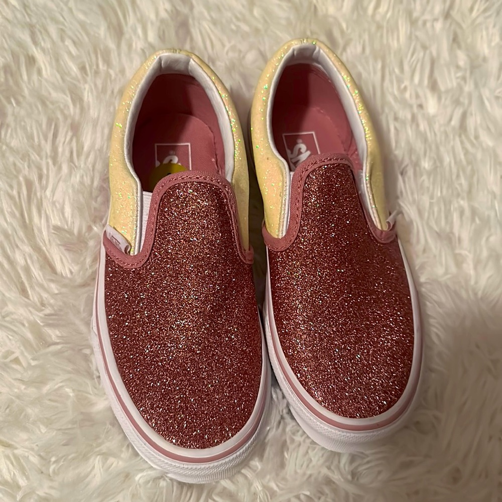 Girls brand new Vans size 1 . Pink and yellow glitter